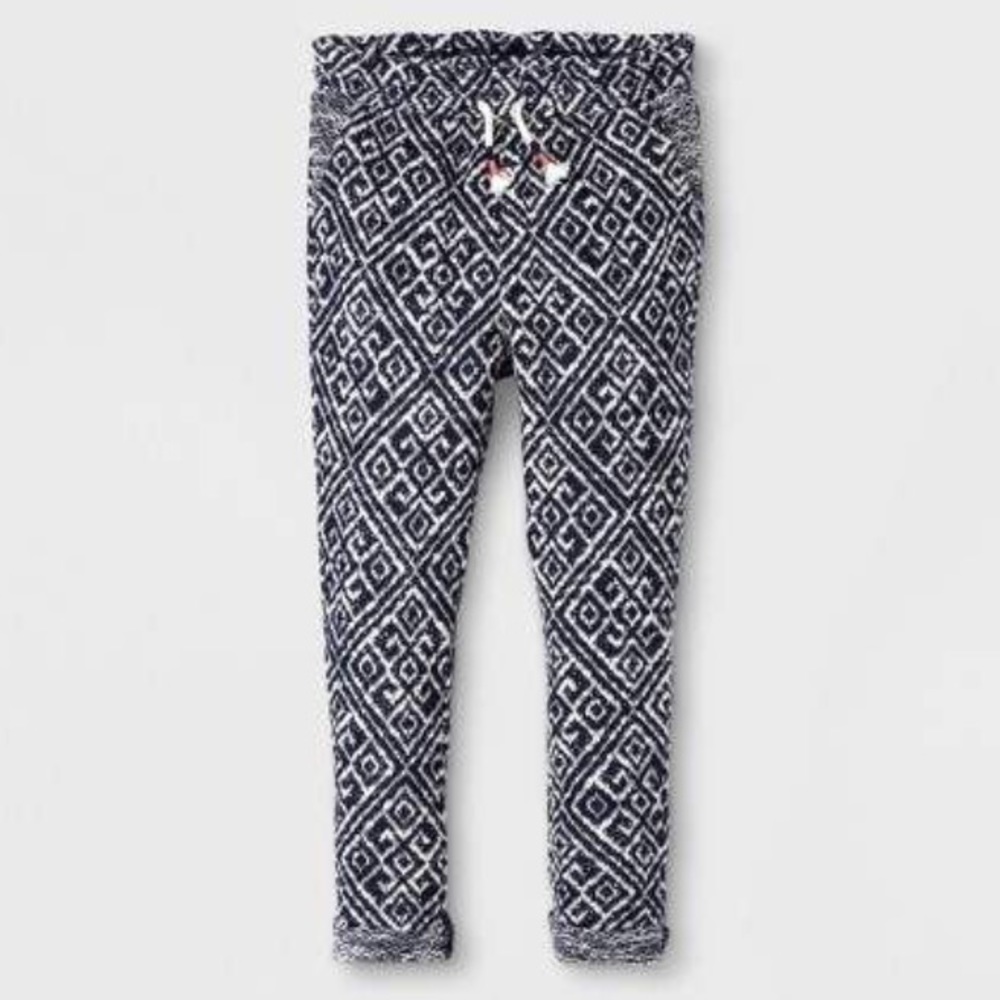 Girls Jogger Pants Navy/White Print Sz 5T